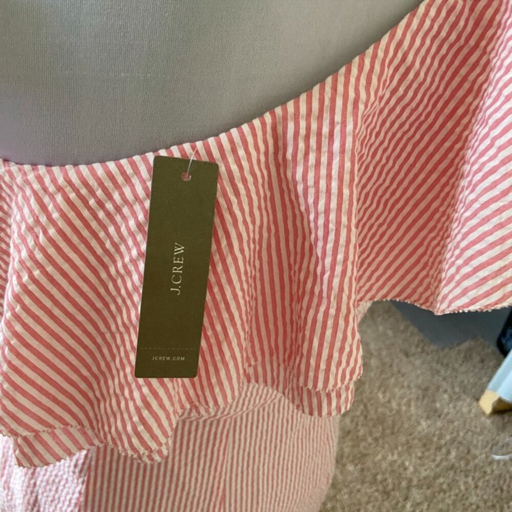 J.Crew One-Shoulder Ruffle Seersucker Dress – Size 4 - Picture 5 of 7